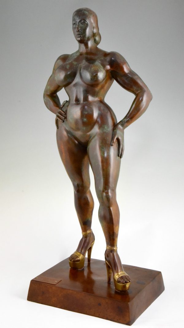 Venus Hottentote, bronze sculptuur staand naakt, 97 cm