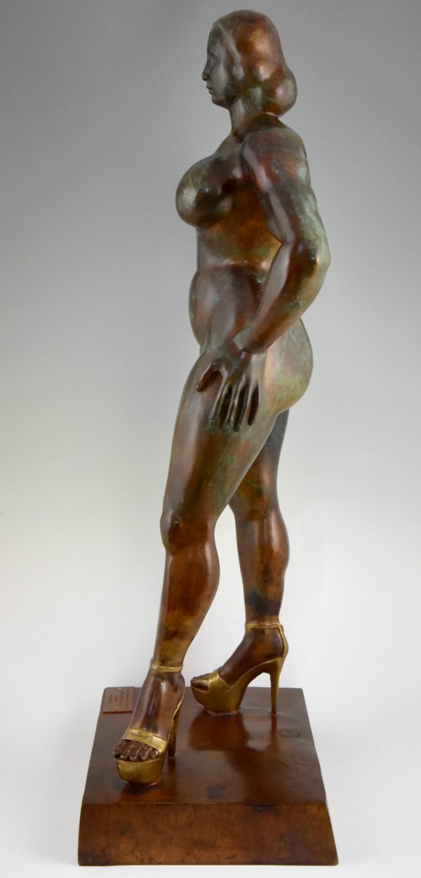 Venus Hottentote, bronze sculptuur staand naakt, 97 cm