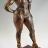 Venus Hottentote, bronze sculptuur staand naakt, 97 cm