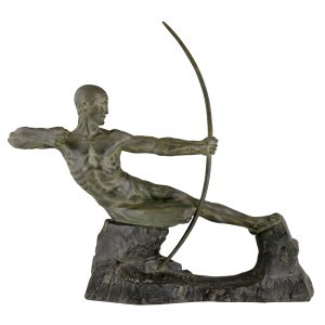 Art Deco bronze sculpture male nude archer Hercules