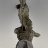 Art Deco bronzen sculptuur mannelijk naakt boogschutter Hercules