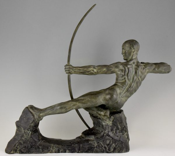 Art Deco bronze sculpture nu masculin archer Hercules