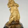 Antique bronze sculpture two bears playing