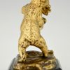 Antique bronze sculpture two bears playing