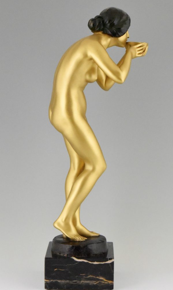 Bronze d’oré Art Nouveau femme nue