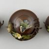 Antique bronze inkwell and vases with birds