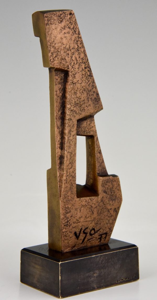 Mid Century modern abstract bronze sculpture