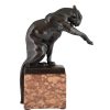 Art Deco bronze sculpture of a sitting panther