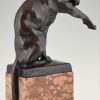 Art Deco bronze sculpture of a sitting panther