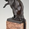 Art Deco bronze sculpture of a sitting panther