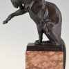 Art Deco bronze sculpture of a sitting panther