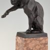 Art Deco bronzen beeld panter