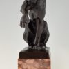 Art Deco bronze sculpture of a sitting panther