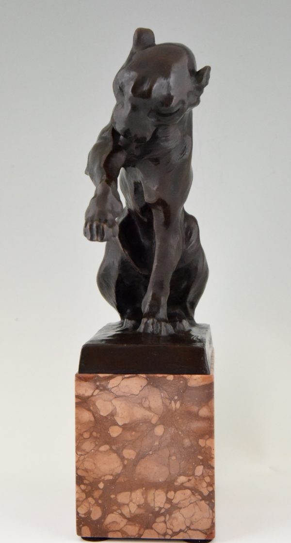 Art Deco bronze sculpture of a sitting panther