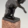 Art Deco bronze sculpture of a sitting panther