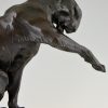 Art Deco bronze sculpture of a sitting panther