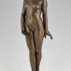 Art Deco bronze sculpture of a standing nude