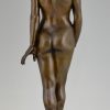 Sculpture en bronze Art Deco femme nude debout.