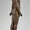 Sculpture en bronze Art Deco femme nude debout.