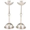 Pair of Art Nouveau silvered candlesticks