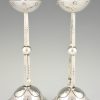 Pair of Art Nouveau silvered candlesticks