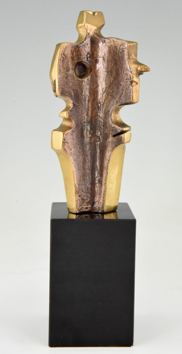Sculpture bronze abstraite personnage debout années 70