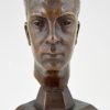 Mascotte automobile bronze Art Deco tête d’homme