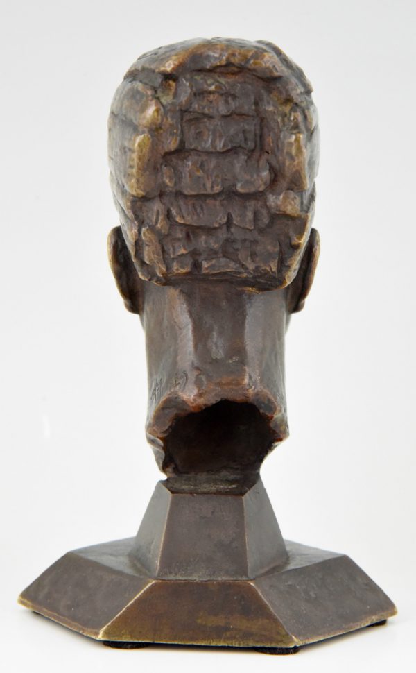 Art Deco bronze car mascot male head