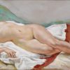 Art Deco Gouache liegender Frauenakt