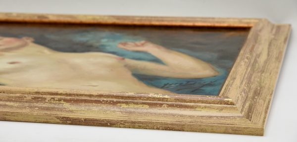 Art Deco tableau femme nue allongée