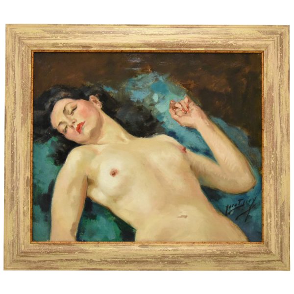 Art Deco painting of a reclining nude