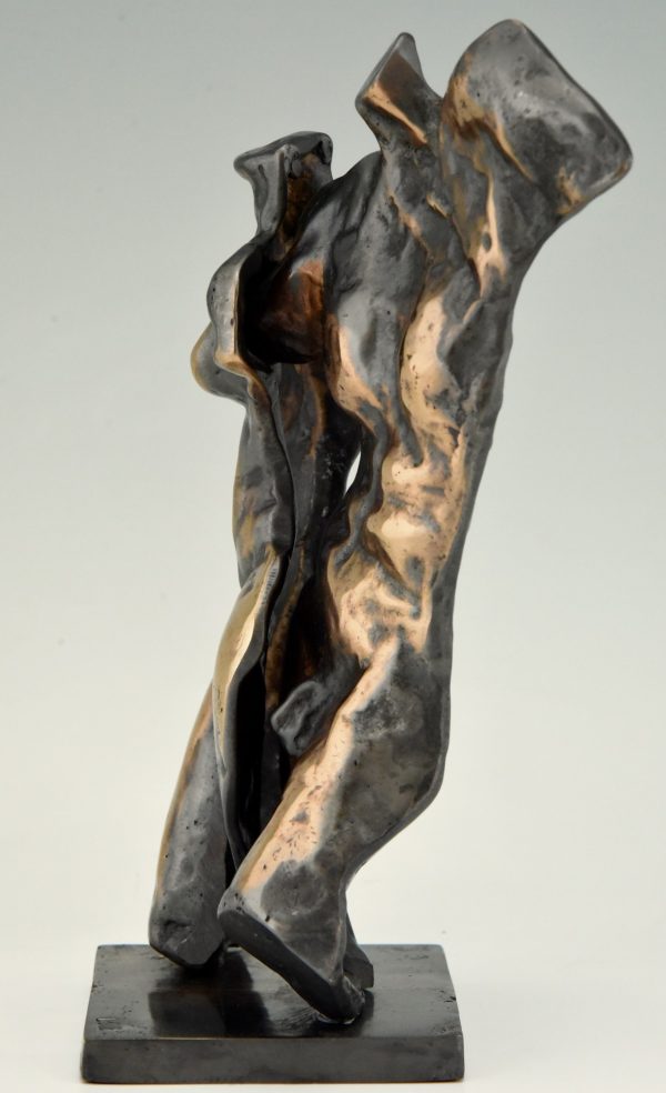 Moderne bronzen sculptuur torso van man en vrouw
