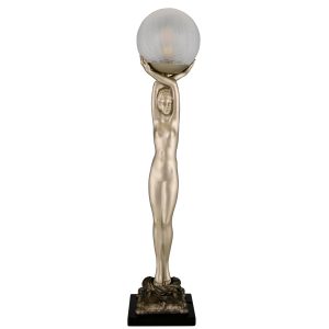Art Deco lamp zilver staand naakt