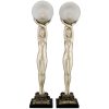 Lampe de style Art Deco femme nue au ballon