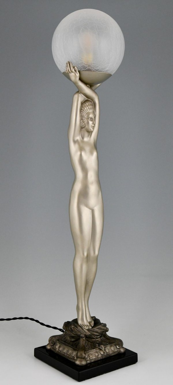 Art Deco Stil Lampe Silber Frauenakt
