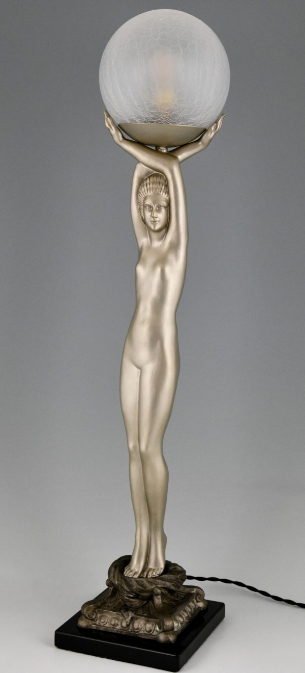 Art Deco style lamp standing nude with globe