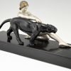 Art Deco Skulptur Frauenakt mit Panther