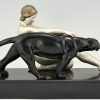 Art Deco sculpture femme nue et panthère