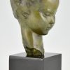Art deco sculpture en bronze buste d’une jeune fille