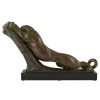 Art Deco bronze sculpture of a panther