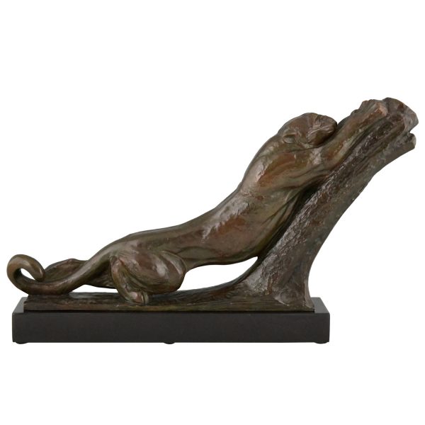 Art Deco sculpture en bronze d’une panthère