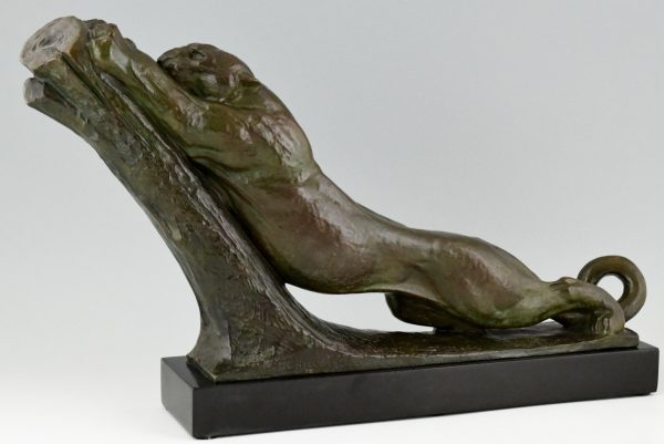 Art Deco sculpture en bronze d’une panthère