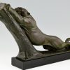 Art Deco bronze sculpture of a panther