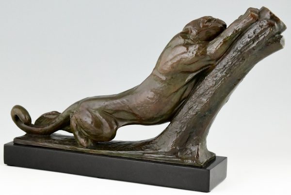 Art Deco Bronze Skulptur Panther