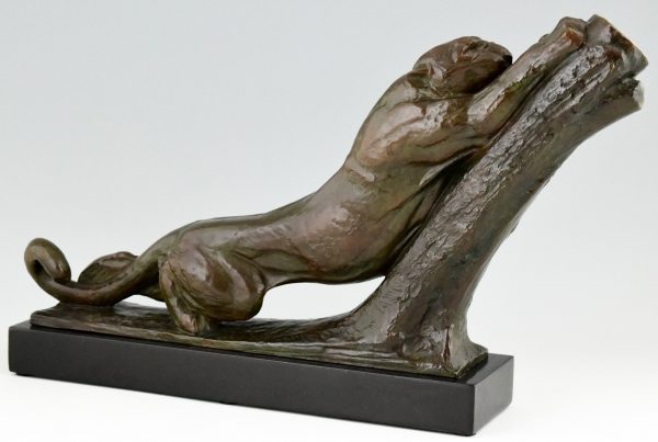 Art Deco sculpture en bronze d’une panthère