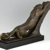Art Deco bronze sculpture of a panther