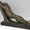 Art Deco sculpture en bronze d’une panthère