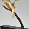 Art Deco sculptuur in brons vogels op tak