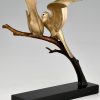 Art Deco sculptuur in brons vogels op tak