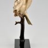 Art Deco bronze sculpture of two birds on a branch